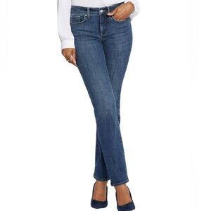 NYDJ Marilyn stretchy waist-match slim straight jeans size 10 slimming